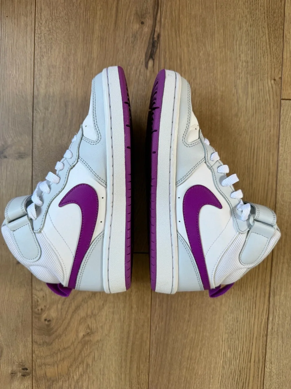Nike Court Borough Mid 2 GS 'Pure Platinum Vivid Purple' Shoes Kids Size 3.5Y